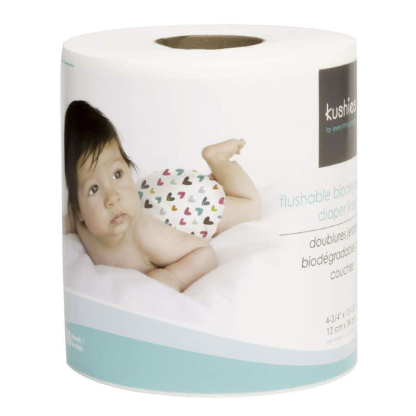 Kushies Flushable Disposable Diaper Liners, 100 Sheets
