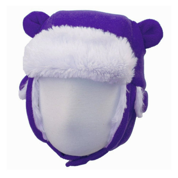 Calikids Fleece Bear Winter Hat - Purple (M)