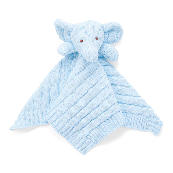 Baby Mode Signature Elephant Knit Security Blanket - Blue