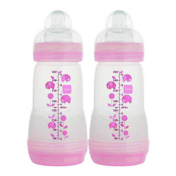 MAM Anti-Colic Bottles, 9oz - 2 Pack, Girl (Discontinued)