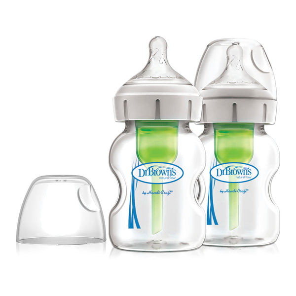 Dr. Brown's Anti-Colic Options+ 2-Pack Wide Neck Glass Baby Bottles - 5oz