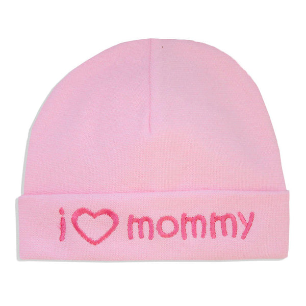 Itty Bitty Baby Embroidered Hat - I love Mommy Pink (0-6 Months)