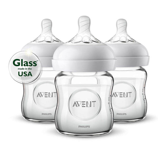 Avent Natural Glass Wide-Neck 3-Pack Baby Bottles - 4oz