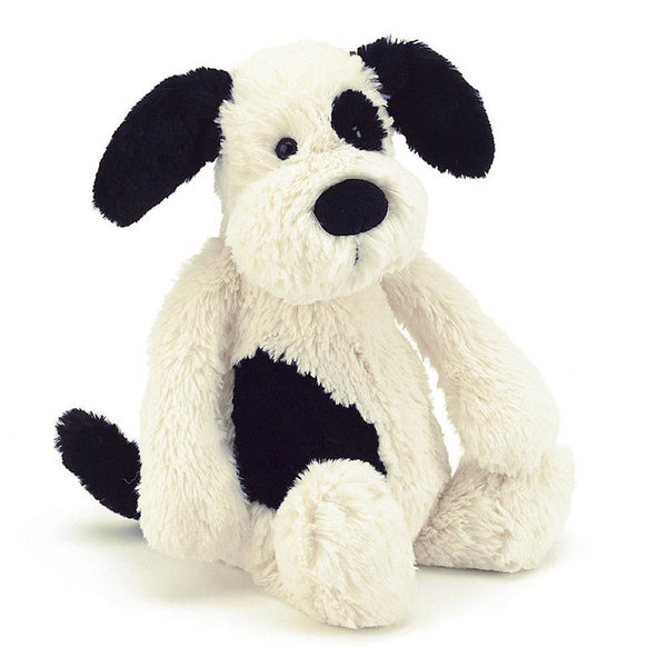 Jellycat Bashful Plush Toy - Black & Cream Puppy (Small, 7 inch)