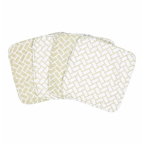 Baby Mode 4-Pack Cotton Terry Knit Washcloth - Geometric Green