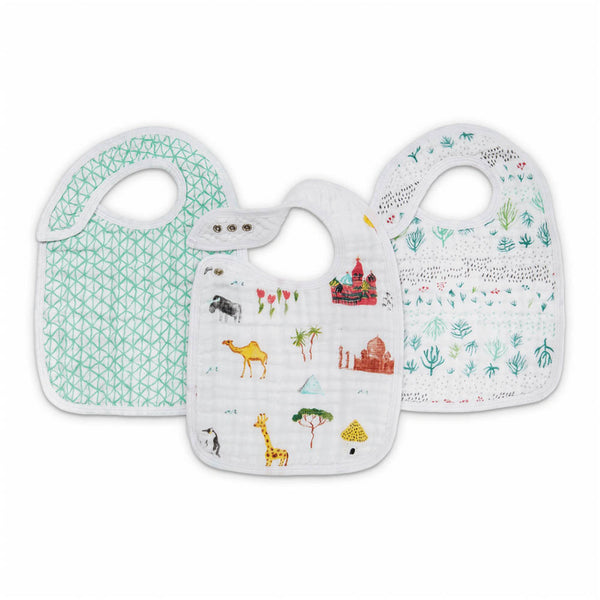 Aden + Anais Classic 3-Pack Snap Bibs - Around the World