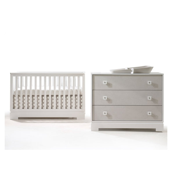 TULIP Olson Collection Crib and 3-Drawer Dresser Set - White/Mosiac