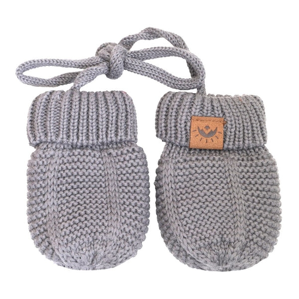 Calikid Cotton Knit Baby Mittens - Grey (Baby, 0-9 Months)