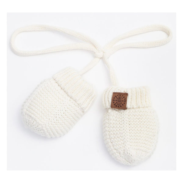 Calikid Cotton Knit Baby Mittens - Cream (Small, 9-18 Months)