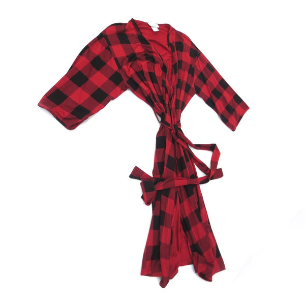 Najerika Bamboo Dressing Gown - Red Plaid (S/M) (80582) (Open Box)