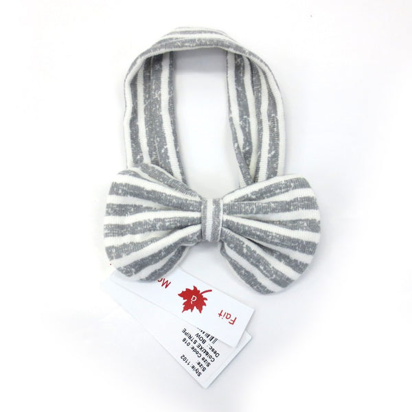 Najerika Bamboo Infant Headband Bow - Grey Stripes (80595) (Open Box)