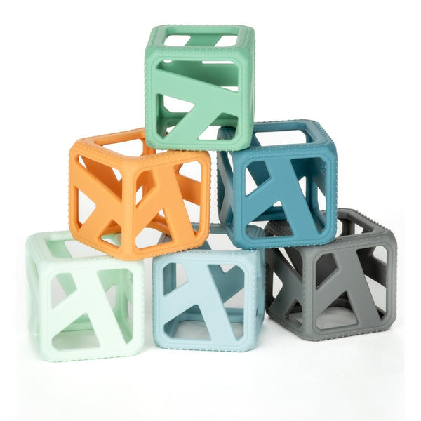 Malakrey Kids Stack N Chew Mini Cubes Teething Toy - Earthy