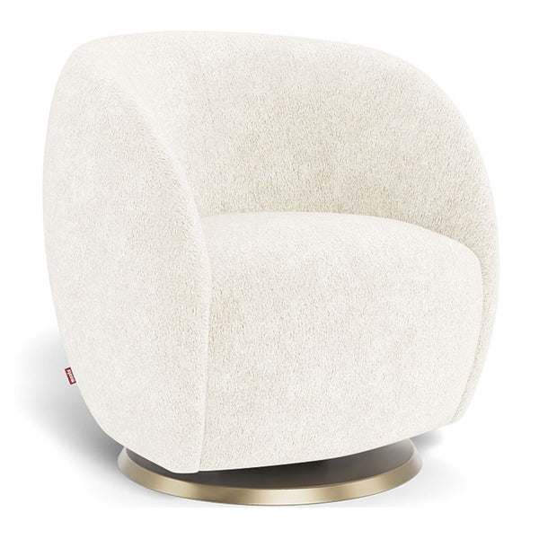 Monte Design Gem Glider with Gold Swivel Base, Ivory Boucle Fabric