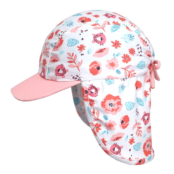 Calikids Coco Mango Baby Flap Sun Hat - Floral (12-24 Months)