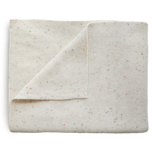 Mushie Organic Cotton Knitted Confetti Baby Blanket - Ivory