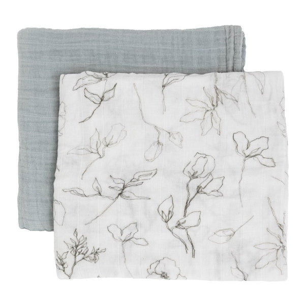 Little Unicorn 2-Pack Organic Cotton Muslin Swaddle Blanket Set - Pencil Floral