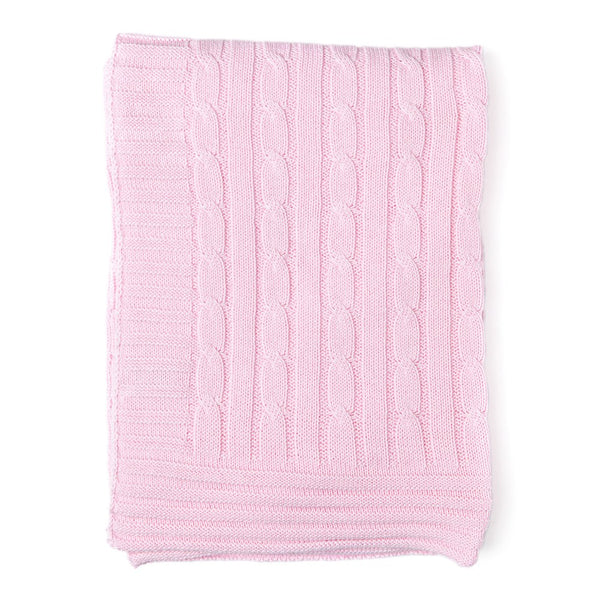 Baby Mode Cotton Cable Knit Blanket - Pink