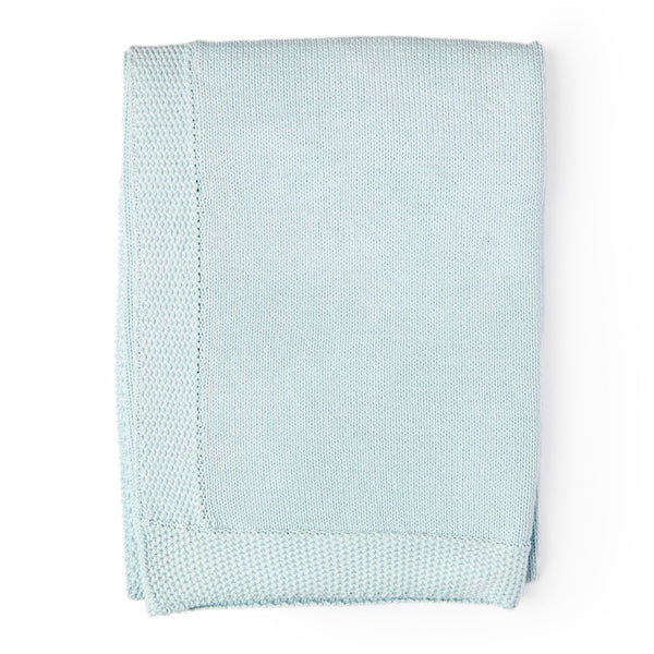 Baby Mode Signature Cable Knit Blanket with Borders - Blue