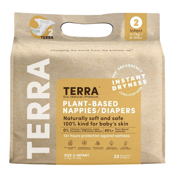 Terra Diapers Size 2-Infant  22/Pack (8 - 15lbs)