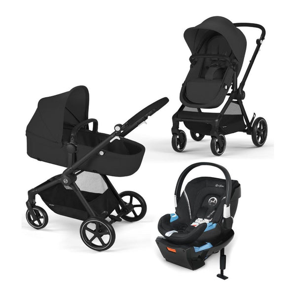 CYBEX EOS and Aton 2 with SensorSafe 5-in-1 Travel System - Moon Black/Lavastone Black