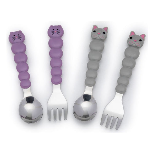 Melii 4-Piece Silicone Animal Spoon & Fork Set