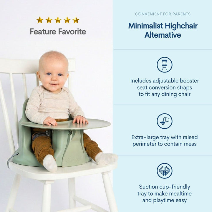 Upseat Baby Floor and Booster Seat with Tray - Sage
