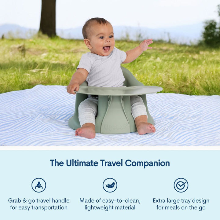 Upseat Baby Floor and Booster Seat with Tray - Sage