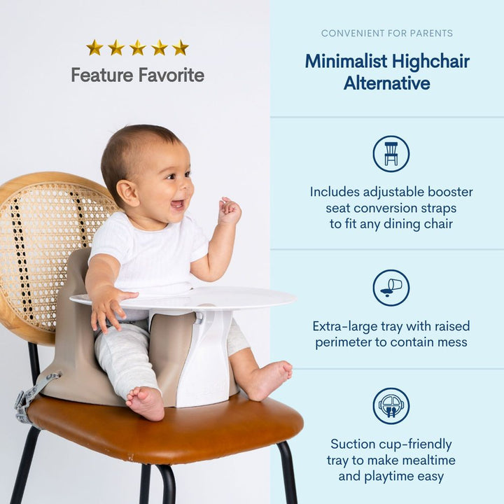 Upseat Baby Floor and Booster Seat with Tray - Taupe