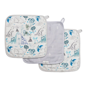 Loulou Lollipop Muslin 3-Pieces Washcloth Set - Dinosaurs Default Title