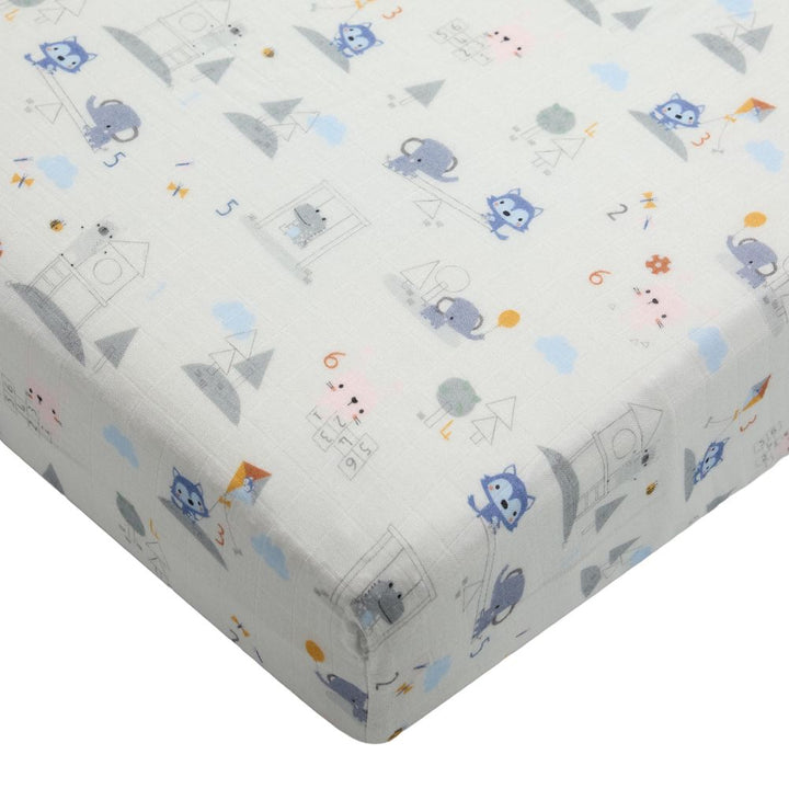 Loulou Lollipop Muslin Crib Sheet - Mini Mathletes Default Title