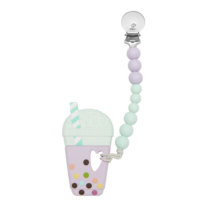 LouLou Lollipop Silicone Pacifier Clip Teether Set - Milk Bubble Tea Default Title