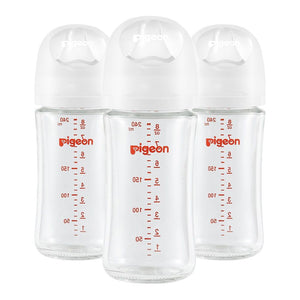 Pigeon 3-Pack 8oz Glass Baby Bottle with Size M Nipple (3 Months+) Default Title
