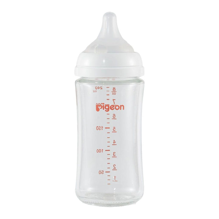 Pigeon 3-Pack 8oz Glass Baby Bottle with Size M Nipple (3 Months+)