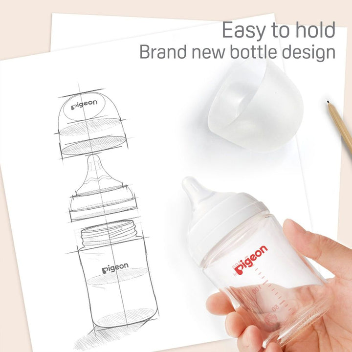 Pigeon 3-Pack 8oz Glass Baby Bottle with Size M Nipple (3 Months+)