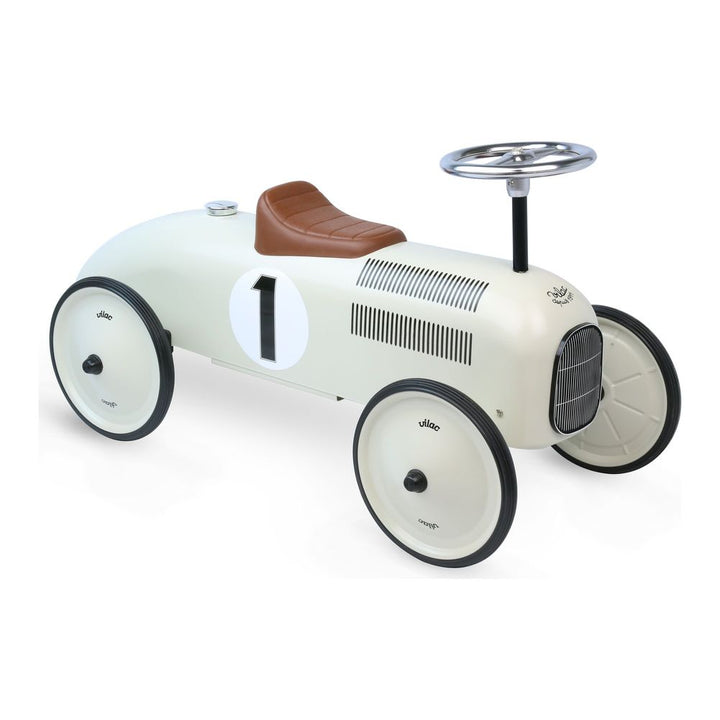 Vilac Ride-On Vintage Racing Car - White/Cream