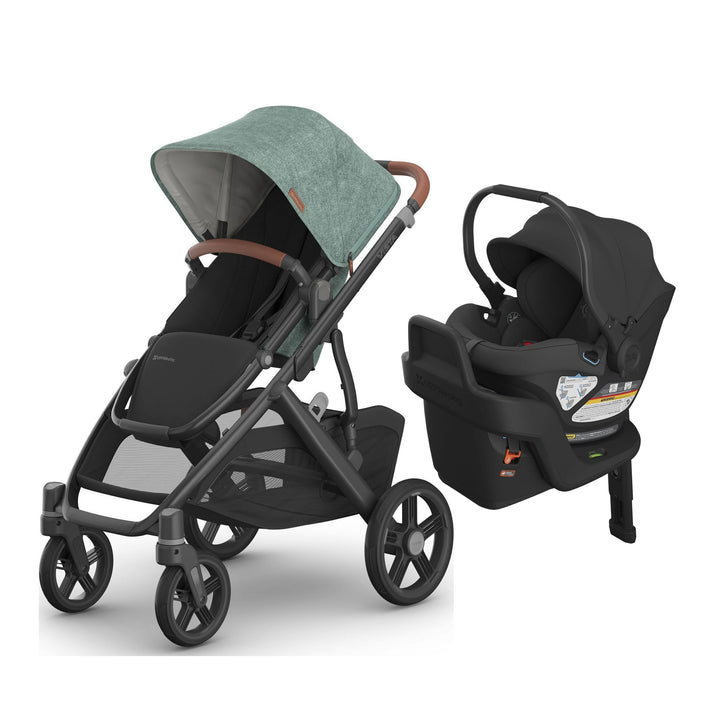 UPPAbaby Vista V3 + Aria Travel System Gwen (Green Melange on Carbon Frame) Jake (Charcoal)