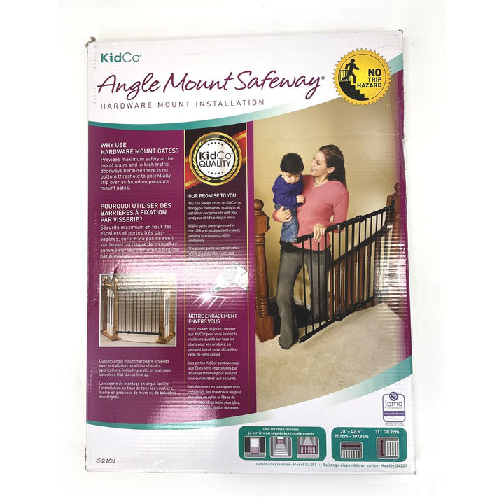 KidCo Angle Mount Safeway Hardware Mounted Safety Gate - Black (100938) (Open Box)