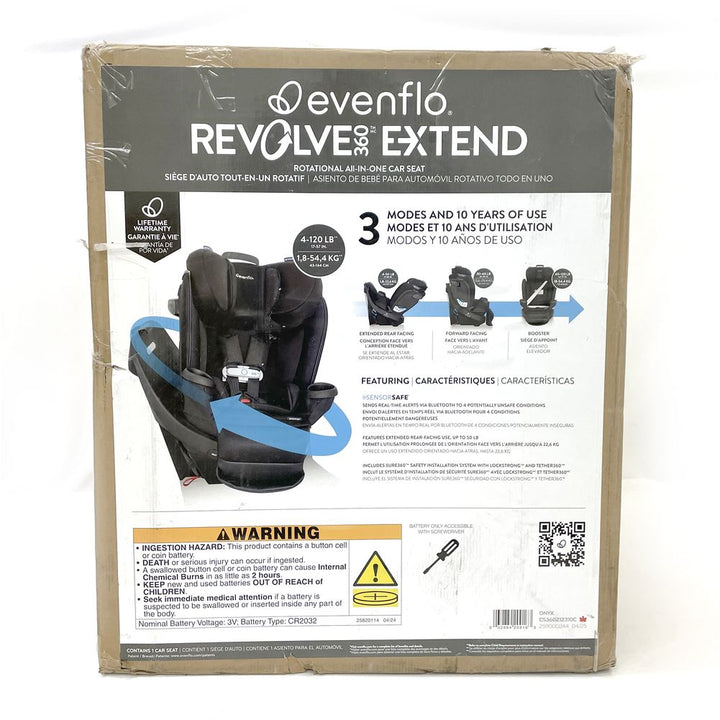 Evenflo GOLD Revolve360 Extend All-in-one Rotational Car Seat with SensorSafe - Onyx Black (100944) (Open Box)