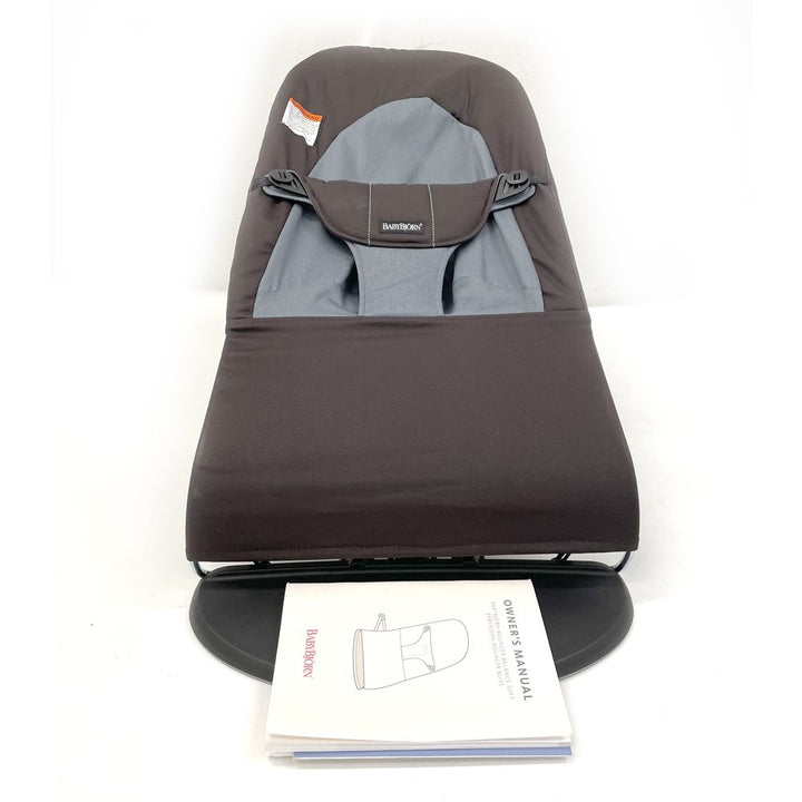 BabyBjorn Bouncer Balance Soft - Cotton Jersey, Black/Dark Grey on Black Frame (Open Box)