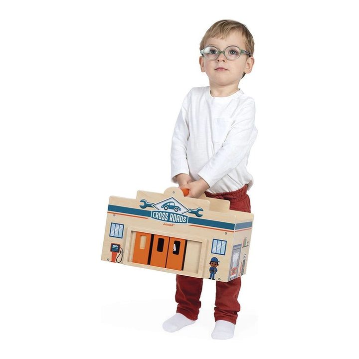 Janod Cross Roads Garage Wooden Playset