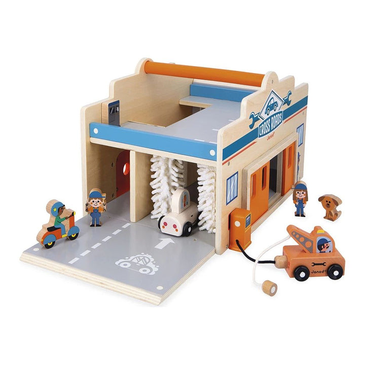Janod Cross Roads Garage Wooden Playset