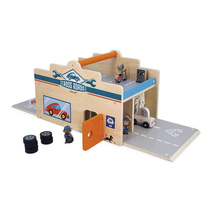 Janod Cross Roads Garage Wooden Playset