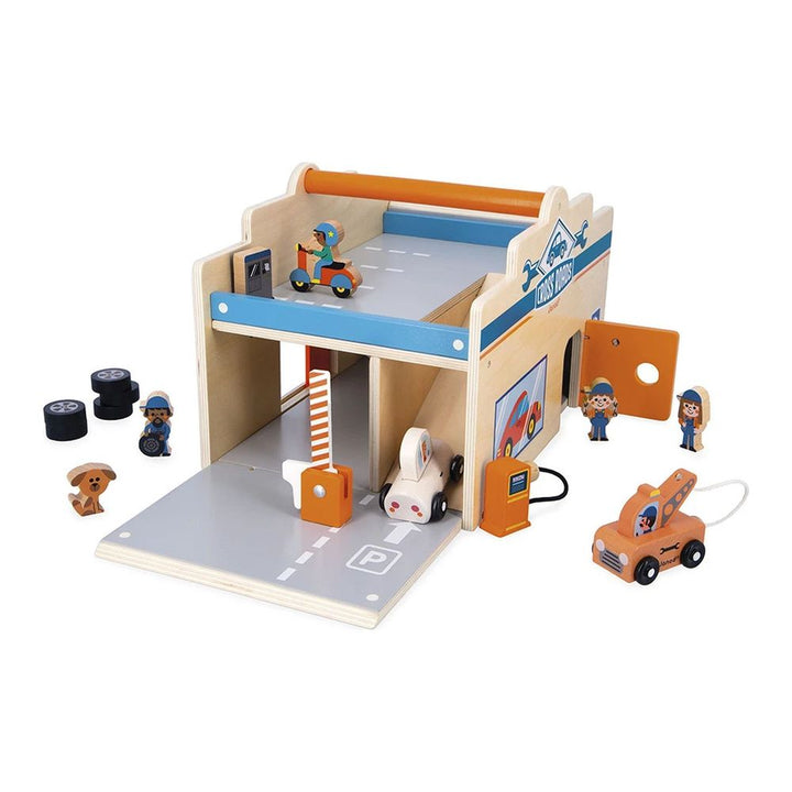 Janod Cross Roads Garage Wooden Playset