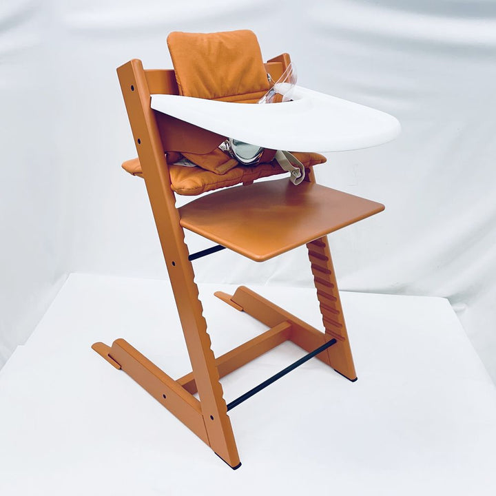 Tripp Trapp High Chair2 and Cushion with Stokke Tray - Terracotta with Terracotta Cushion (101272) (Floor Model)