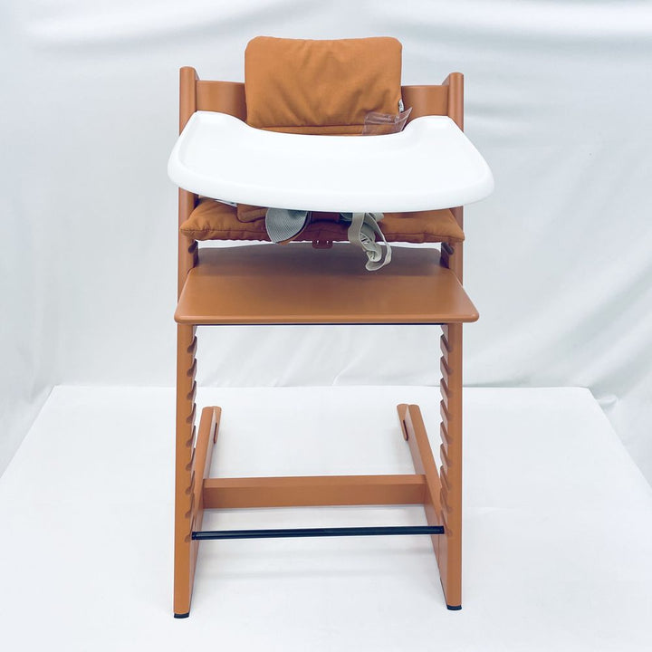Tripp Trapp High Chair2 and Cushion with Stokke Tray - Terracotta with Terracotta Cushion (101272) (Floor Model)