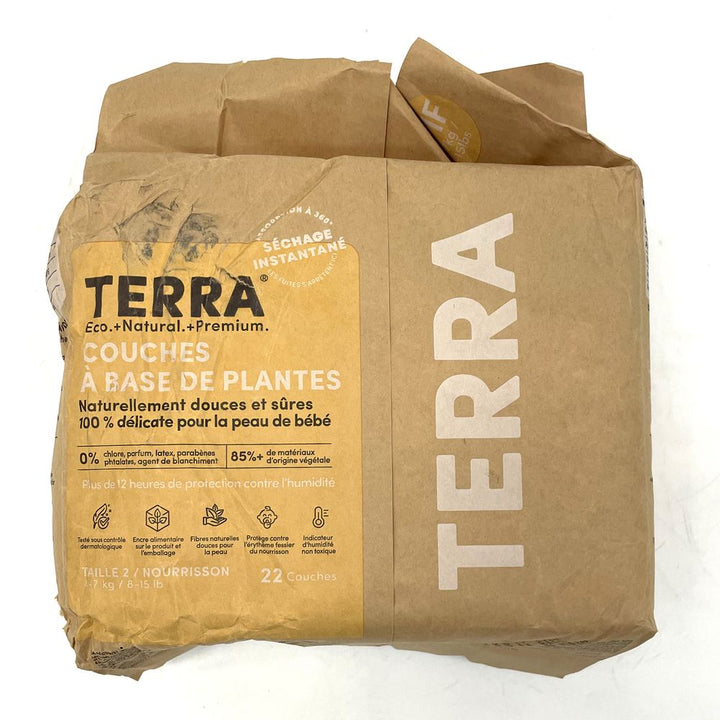 Terra Natural Plant-Based Eco-Friendly Diapers - 22 ct (Size 2, Infant) (Open Box)