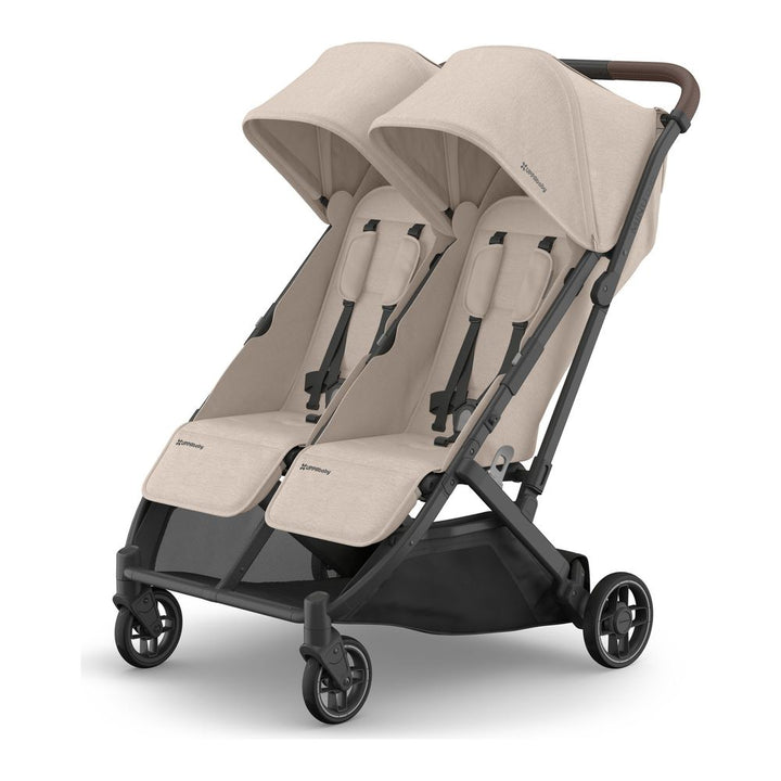 UPPAbaby Minu Duo Lightweight Double Stroller Ada (Sandstone on Carbon Frame with Chestnut Leather)