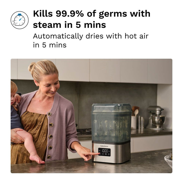 Baby Brezza SuperQuick 10-Minute Bottle Sterilizer & Dryer - Stainless Steel