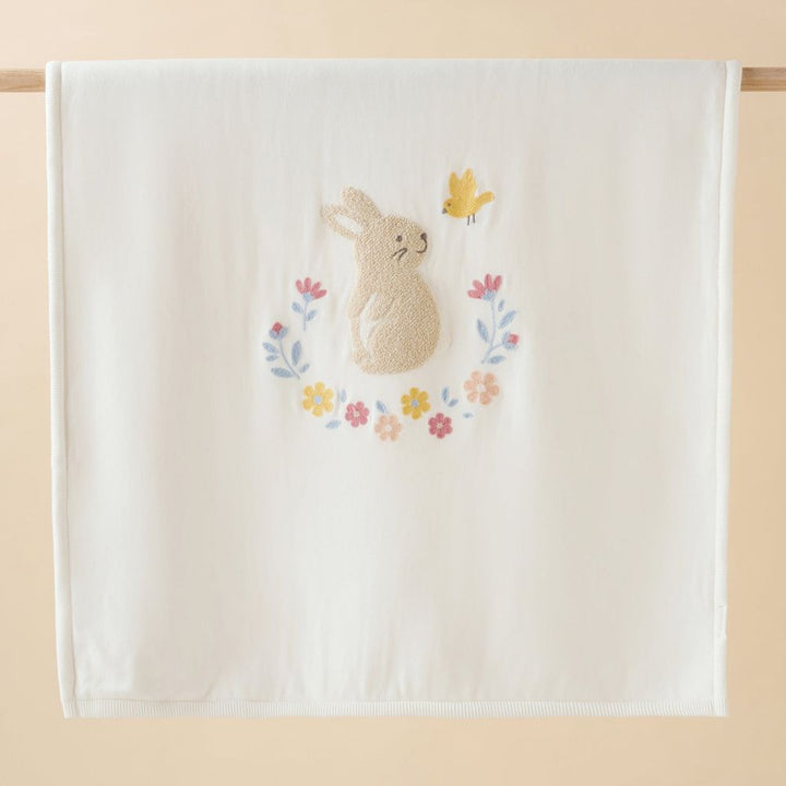 Purebaby Embroidered Plush Lined Blanket