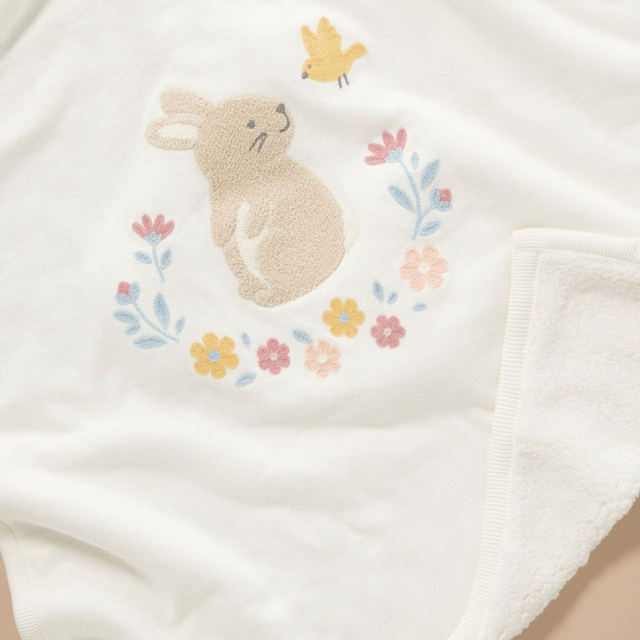 Purebaby Embroidered Plush Lined Blanket
